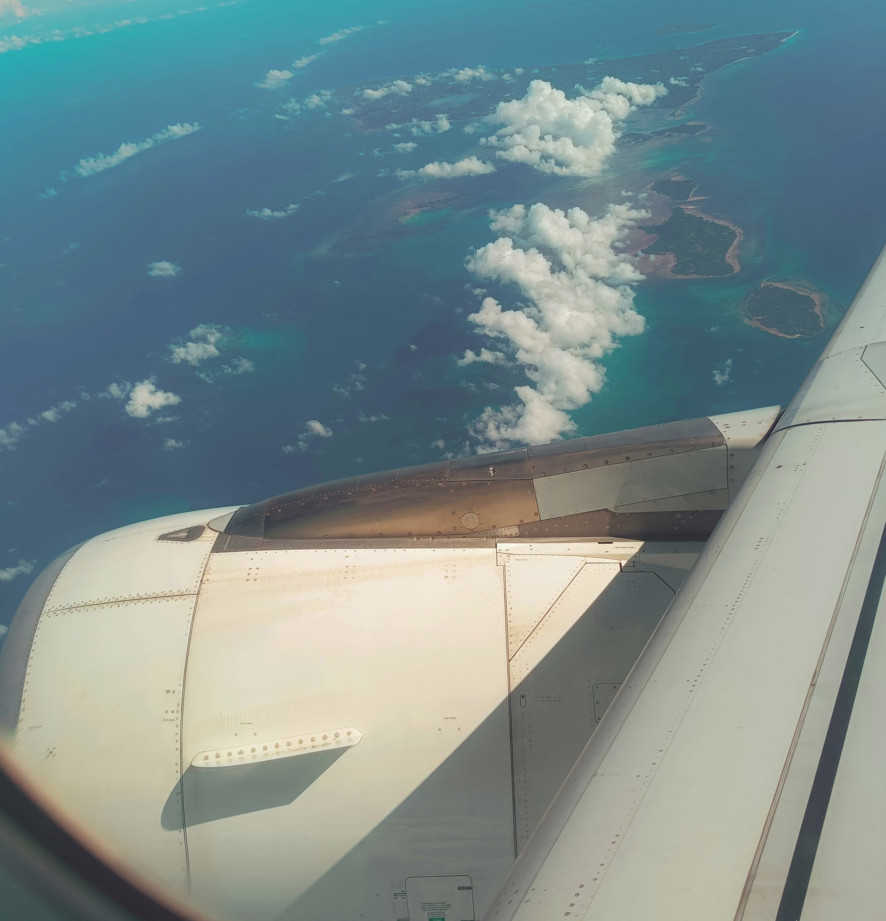 Travel destination - airplane wing view